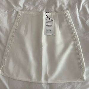 COPY - White Zara Mini Skirt with Button Details, Size XS